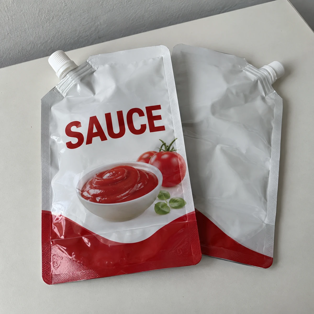 Embalagens impressas Mockup · Pouches com bico · Sopa de Refeição